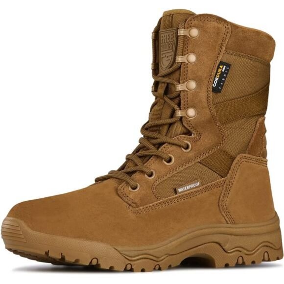Tactical Boots 8 Inches Lightweight Combat Boots, Brown
